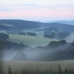Avondmist over de vallei